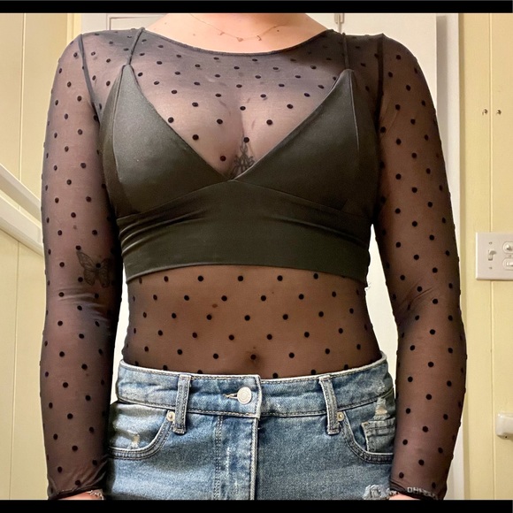 Sheer Polka-Dot Bodysuit. OS - Picture 2 of 3